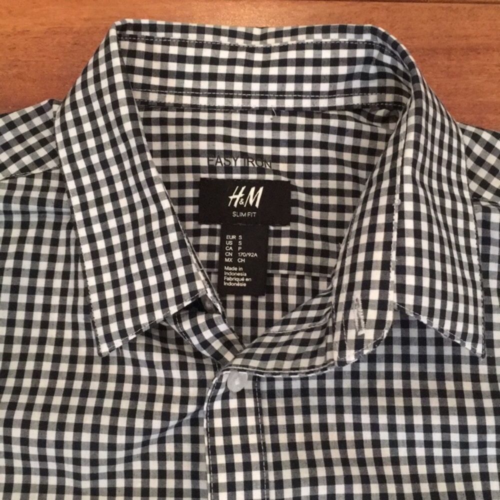 H&M dress shirt black/White plaid checkered
